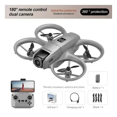 D16 Mini Dron Dual HD Camera Foldable Remote Control Drone with Optical Fow Hover Auto Intelligent Obstacle Avoidance Indoor and Outdoor Drone Drone for Kids With Propeller Guard - 4