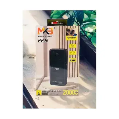 MKB Pk62 20000mah 22.5w PD|20W power bank With Dual Cables