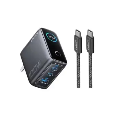 ANKER B121B Charger 3 Port 100W Fast Charging LED Display Type C...
