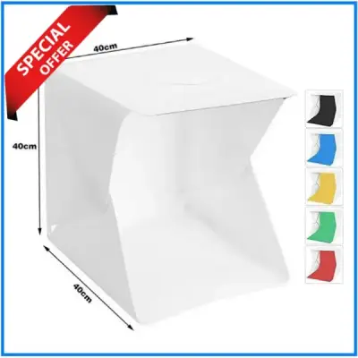 40 x 40 x 40cm Photo Studio Box Photography Backdrop Built-in...