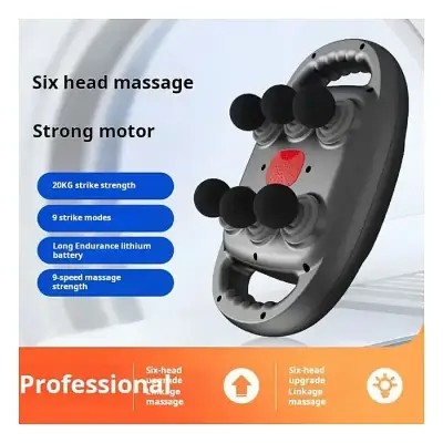 6-head Infrared Percussion Massage Gun High Rpm Vibrational Relaxation Handheld Deep Tissue Body Massager for Back Facial Gun