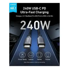 Anker Prime 240W USB-C to USB-C Upcycled-Braided Cable 3ft/6ft