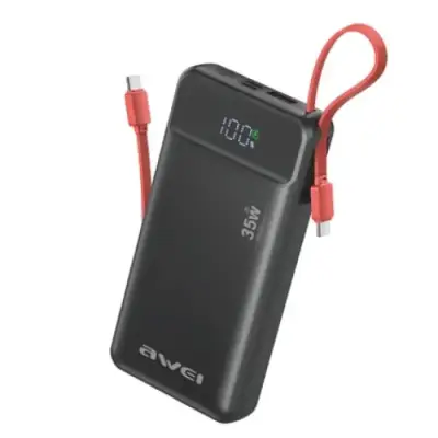 AWEI S22 20000mAh Dual Cable 35W Fast Charging Power Bank