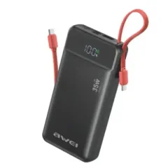 AWEI S22 20000mAh Dual Cable 35W Fast Charging Power Bank
