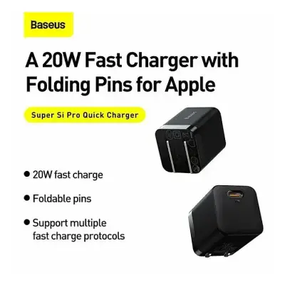 Baseus Super Si Pro Quick Charger Adapter 1C 20W CN Black...
