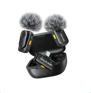 Hollyland LARK A2 DUO 2-Person Wireless Microphone System with USB-C Connector with charging box