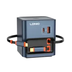 LDNIO Q16 100W GaN Desktop Charger 4-Port with Retractable Cables