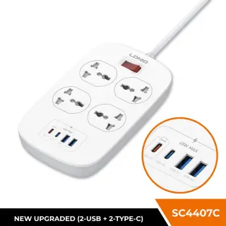 LDNIO SC4407C Universal Outlet 45W USB Power Strip with 4 AC outlets