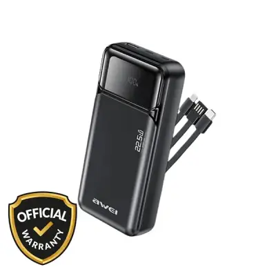 Awei PA-93 20000mah 22.5W Fast Charging Power Bank with Built‑in Cable
