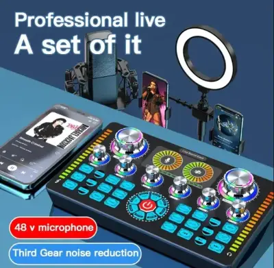 Karaoke Q7 Live Sound Card Male Female Voice Changer Audio Mixer for Stream YouTube Facebook Tiktok Live