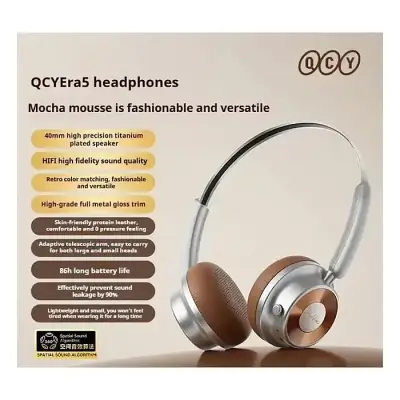 QCY ERA 5 Retro – 86H Battery, 40mm Driver, Bluetooth 6.0 Metal...
