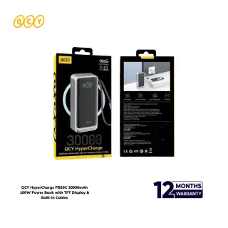 QCY HyperCharge PB30C 30000mAh 100W Power Bank with TFT Display...