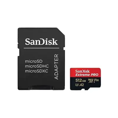 Sandisk Extreme PRO 512GB 200mbps MicroSDXC UHS-1 Memory Card With Adapter (SDSQXCD-512G-GN6MA)