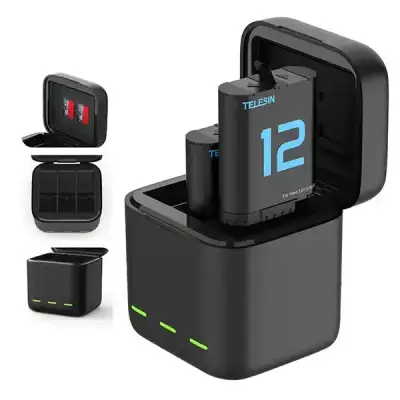 Telesin S0-BCG-04-TGP Charging Case with2 Batteries for Hero...