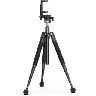 ULANZI MT-63 Portable Vlog Tripod, 57" Foldable Aluminum Alloy Extendable Camera Tripod with 2 in 1 Phone Clip, 360° Ball Head Travel Lightweight Tripod for iPhone/Android/Camera, Load 4KG/8.8LBS
