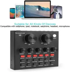 V8-Live Sound Card For Smartphone Computer PC Live,Recording And...