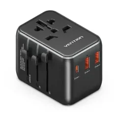 VENTION FJEB0 3-Port USB (C + A + A) Universal Travel  Adapter...