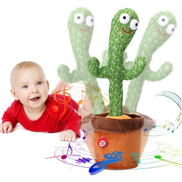 Rechargeable Dancing Cactus Plush Toys with Light Funny Singing Electronic Recording Function