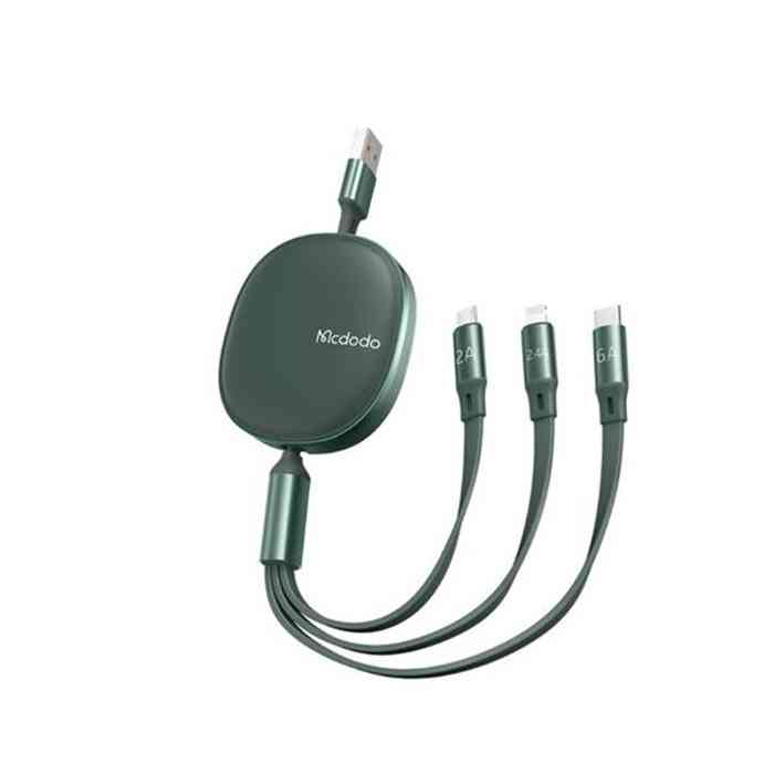 Mcdodo CA-120 66W 3 in 1 VOOC SCP QC Fast Charge Retractable Data Cable 1.2m