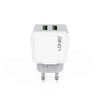 LDNIO A2202 Dual USB Ports Travel Charger with Lightning Cable - Image 1
