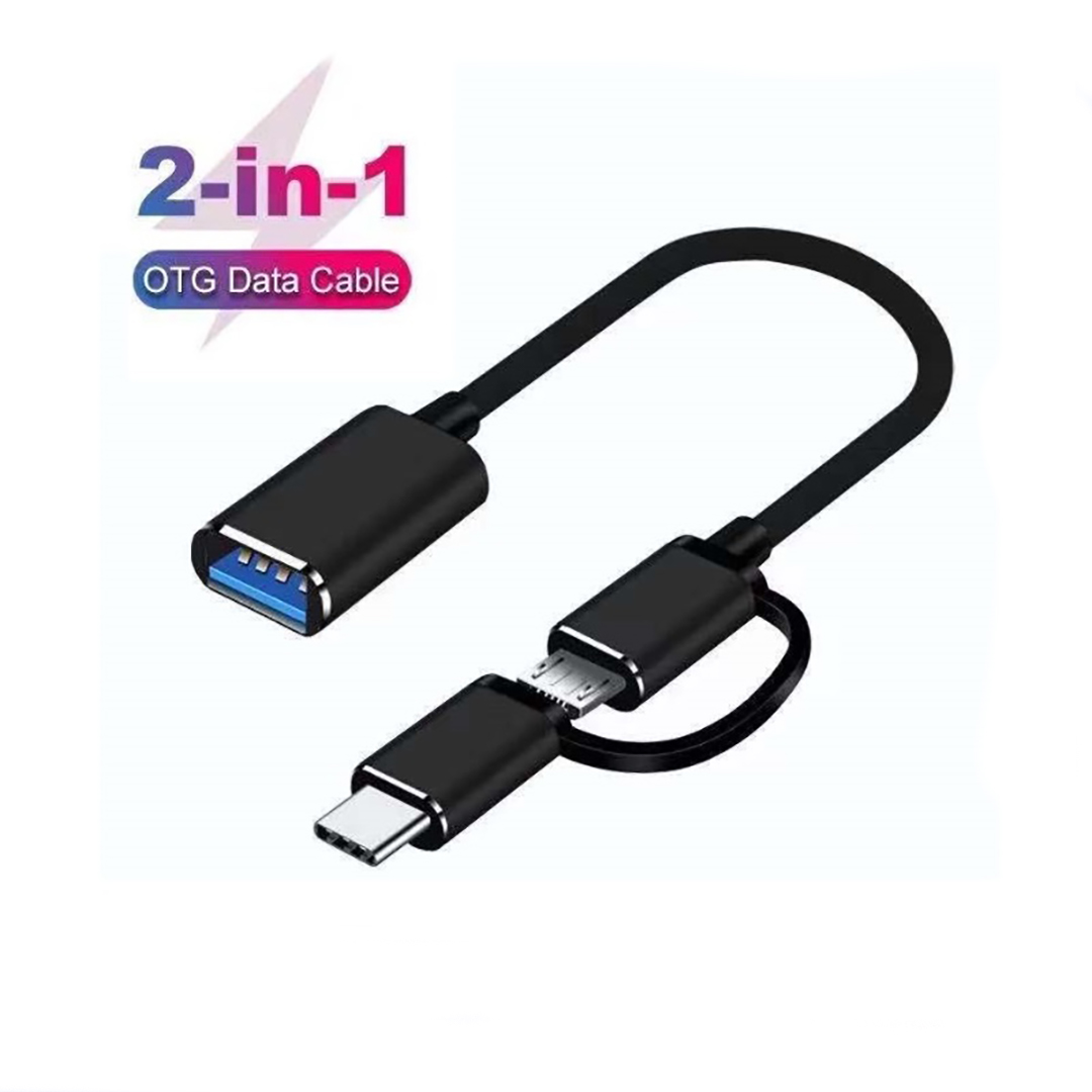 2 in 1 USB OTG Cable Adapter Micro USB Type C To USB Converter,...