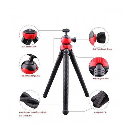 JM-801 PORTABLE OCTOPUS FLEXIBLE MONOPOD TRIPOD WITH PHONE HOLDER CLIP FOR SMARTPHONE