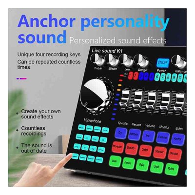 K1 Sound Card Mixer board Computer Phone Voice Changer - Image 1