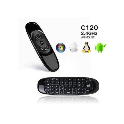 Air Mouse Remote Control Wireless QWERTY  Keyboard C120 2.4GHz  for Windows Mac OS Linux Android - BLACK - Image 1