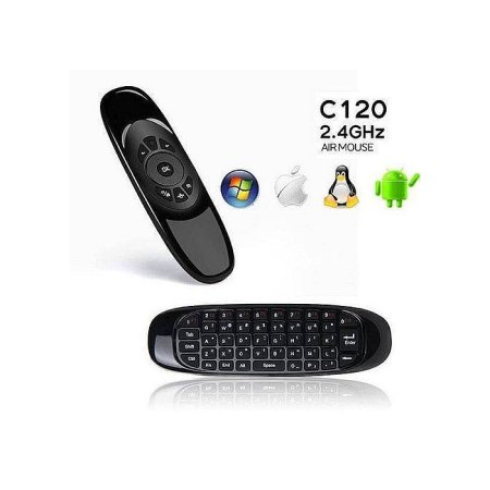 Air Mouse Remote Control Wireless QWERTY  Keyboard C120 2.4GHz  for Windows Mac OS Linux Android - BLACK