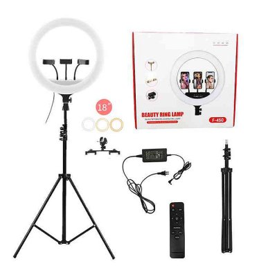 F-450 18 inch Ring Light With 7ft Light Stand Touch Control And Remote Control - Image 1