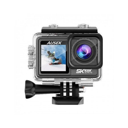 Ausek AT-S81TR Waterproof Dual Display 5K Action Camera with Dual Battery