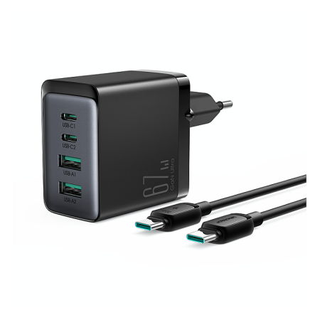 Joyroom jr-TCG02 GaN Ultra 67W 2C 2A Fast Charger with 100W Type-C to Type-C Cable 1.2m