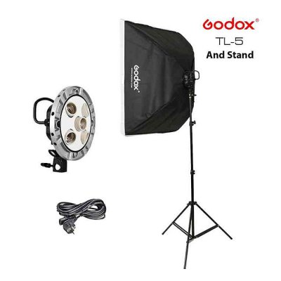 Godox TL-5 5 in 1 Bulb Head Multi-Holder Tricolor+ simplex Light Stand semplex+softbox 60*60cm Camera Photography Lighting 1pcs Set - Image 1