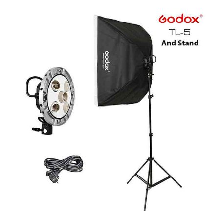 Godox TL-5 5 in 1 Bulb Head Multi-Holder Tricolor+ simplex Light Stand semplex+softbox 60*60cm Camera Photography Lighting 1pcs Set