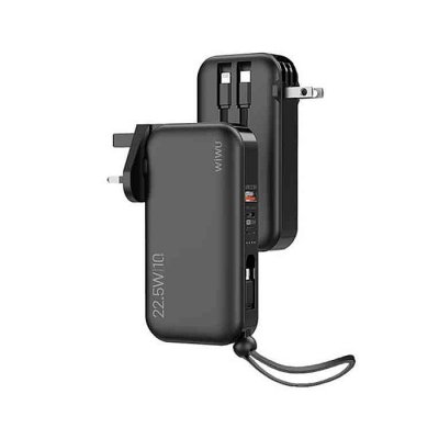 Wiwu 3 in 1 Quick wall charger & power bank 10000mah with cables - Image 1