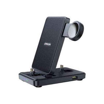 JOYROOM JR-WQS02 4 In 1 Wireless Charging Stand For IPhone / AirPods / Apple Watch Series (Black) - Image 1