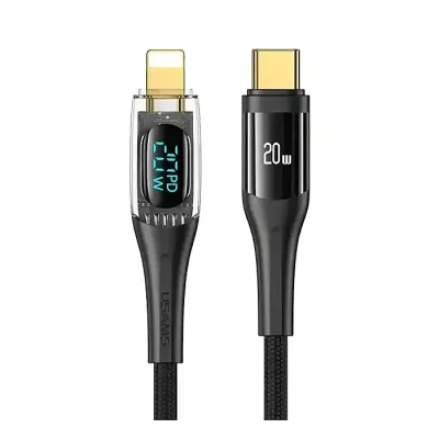 USAMS SJ589 Type-C To Lighting 20W Transparent Digital Display Cable (2 Meter) - Image 1