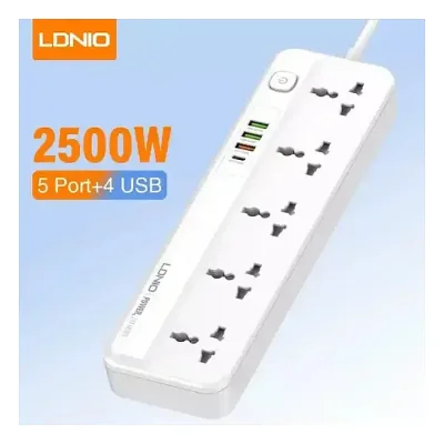 LDNIO SC5415 Power Strips 5 Way Outlet with USB Ports Universal Extension Power Socket - Image 1