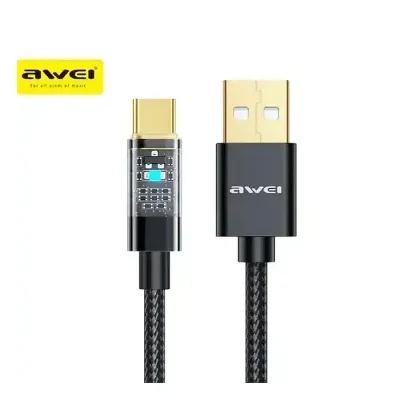 Awei CL-139T Type-C Smart Fast Charging Cable 1m Fast Data Transfer with LED Charging Indicator Fast Charge PD100W Strong and Flexible Braided Nylon Wire High Quality Material COD - Image 1