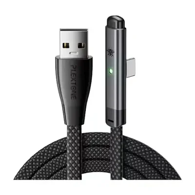 Plextone C2U T100 USB To Type C Elbow Gaming Data Cable 66W 1m - Image 1