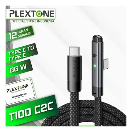 Plextone T100 Type C to Type Type C PD 20W 66W Elbow 90 Degree Gaming Charging Data Cable