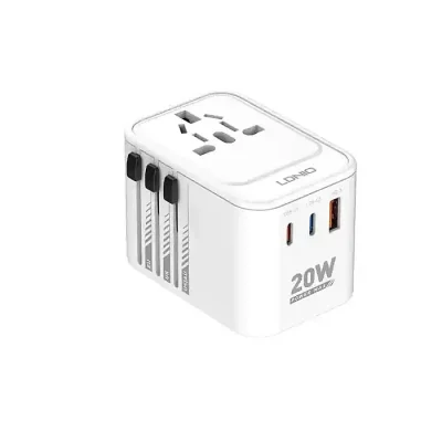 LDNIO Z9 Travel Converter Adapter Universal GaN 20W PD + QC3.0 3 USB Ports Fast Charging US/UK/EU/AU Sockets and Plugs - Image 1