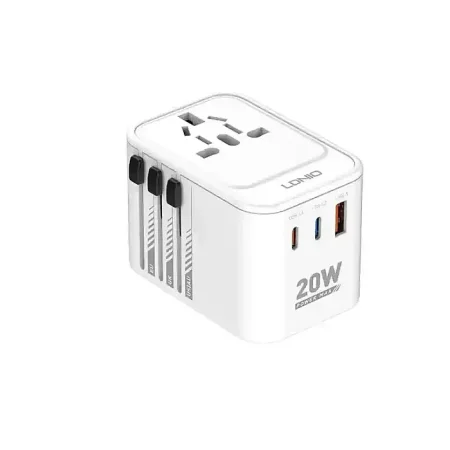 LDNIO Z9 Travel Converter Adapter Universal GaN 20W PD + QC3.0 3 USB Ports Fast Charging US/UK/EU/AU Sockets and Plugs