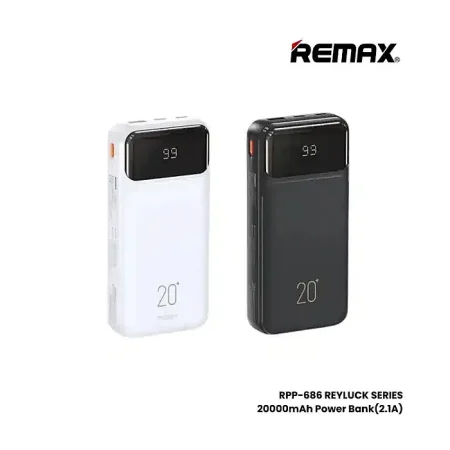 Remax RPP-686 Power Bank 20000mAh Reyluck Series 2.1A Smart LED Display Cabled Fast Charger