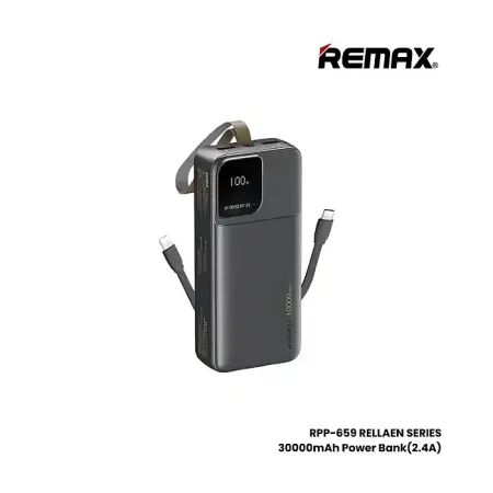 Remax RPP-659 Rellaen Series 30000mAh Powerbank WithBuilt-In Cable & Digital Display 2.4A