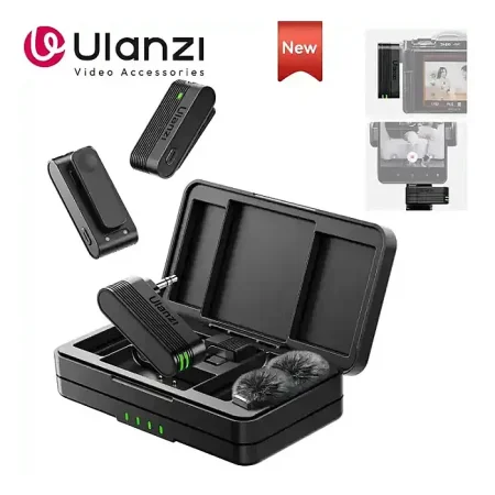 ULANZI A100 Wireless Lavalier Microphone Lapel Mic for Camera and Phone Type C/3.5mm/Plug, 32KHz 16Bit, Noise Cancellation, 13.5-Hour Battery, Clip on Microphone for Video Podcast Vlog YouTube
