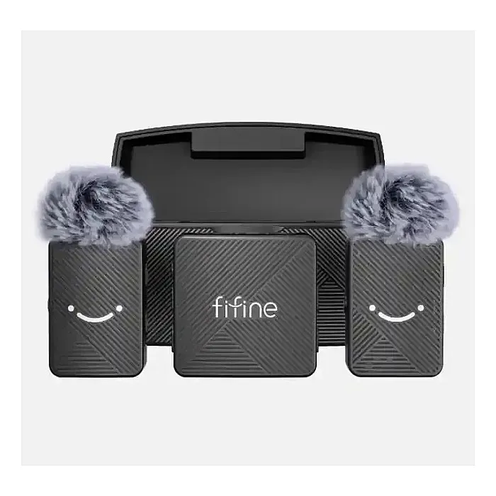FIFINE M9 Dual Wireless Lav Microphones System with Charging Case