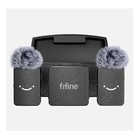 FIFINE M9 Dual Wireless Lav Microphones System with Charging Case