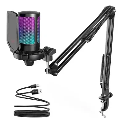 FIFINE AMPLIGAME A6T Gaming PC USB Microphone & Podcast Condenser Mic with Boom Arm Microphone - Image 1