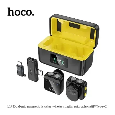 Hoco L17 Dual-Mic Magnetic Lavalier Wireless Digital Microphone (Type-C/iphone) - Image 1